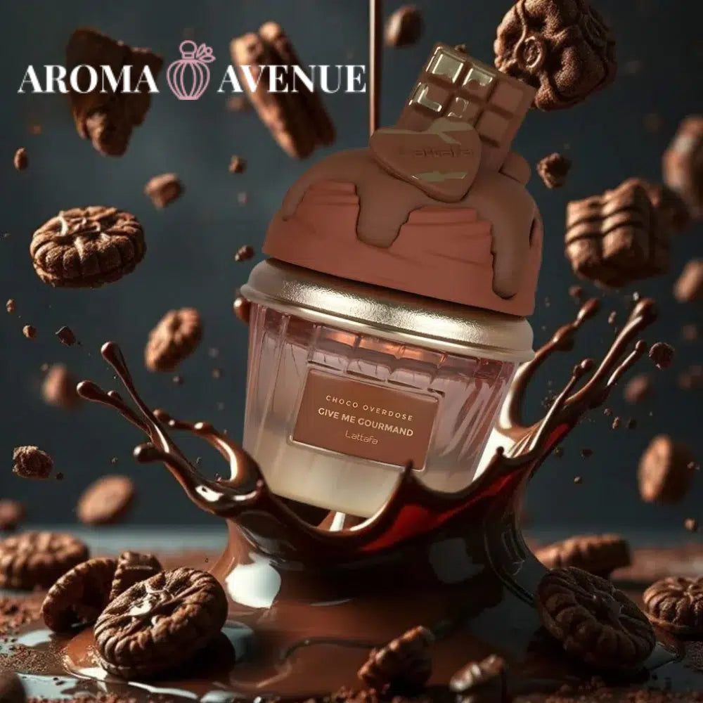 Lattafa Choco Overdose – parfum gurmand cu ciocolată, cacao, caramel și vanilie.