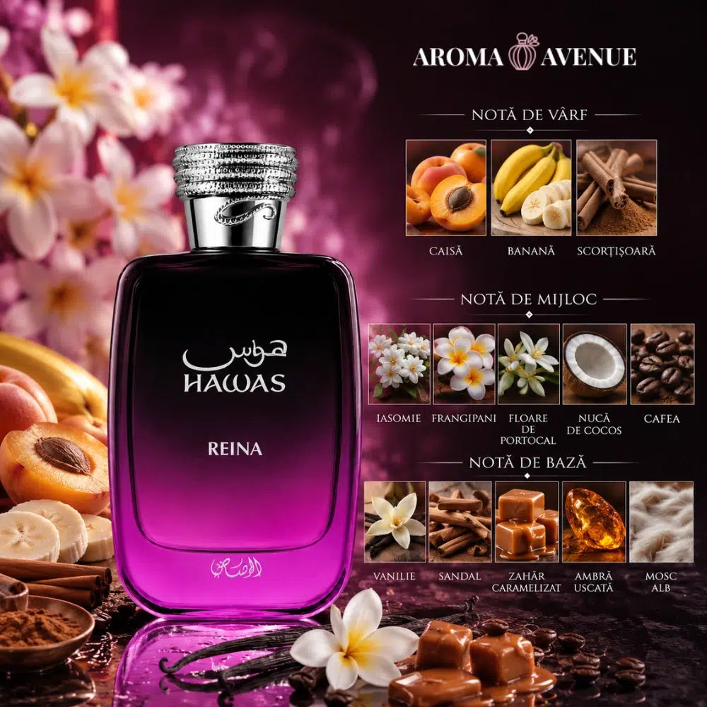 Rasasi Hawas Reina Apă de Parfum pentru Femei, 100 ml