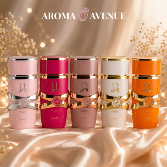 Set Colecția Yara – Lattafa, 5 x 100 ml (Yara, Yara Moi, Yara Elixir, Yara Candy, Yara Tous)