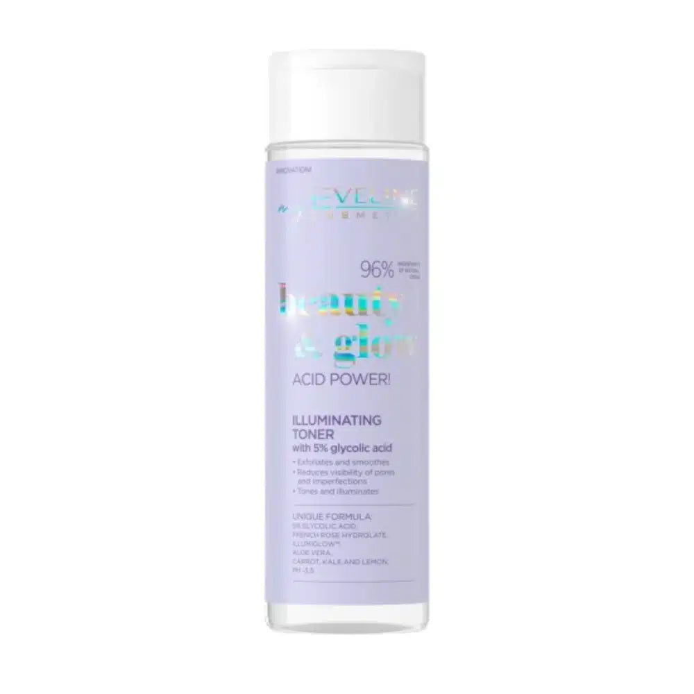 Toner iluminator cu 5% acid glycolic Eveline Beauty &amp; Glow