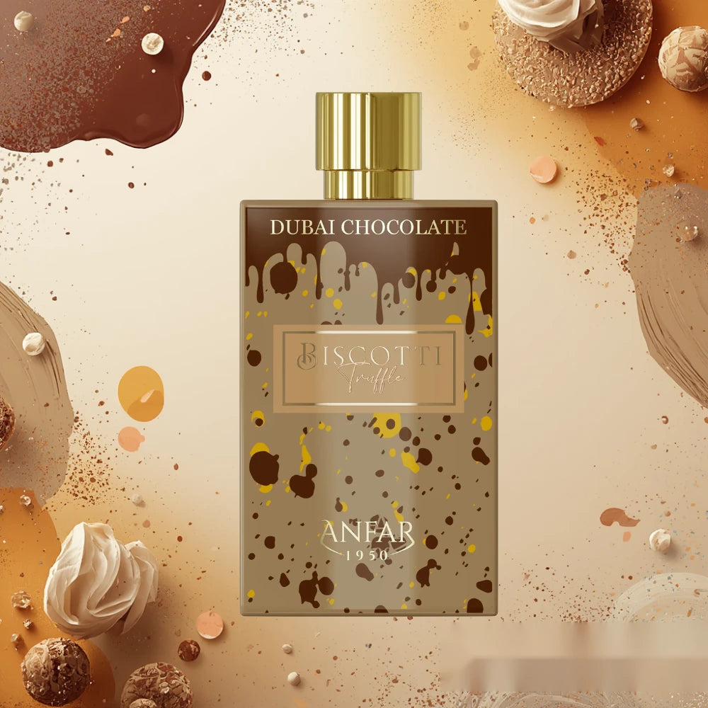 Anfar Dubai Chocolate Biscotti Truffle parfum arabesc unisex, 80 ml, flaconul în ambianță
