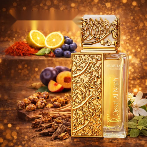 Arabiyat Prestige Qissat Al Najah Kiamichi parfum arabesc unisex, 100 ml, flaconul în ambianță
