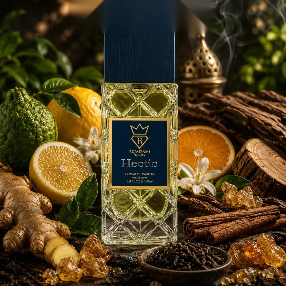 Bujairami Hectic parfum arabesc unisex, 100 ml, flaconul în ambianță