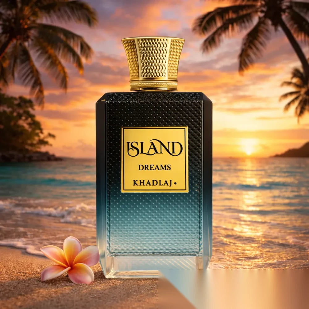 Khadlaj Island Dreams parfum arabesc unisex, 100 ml, flaconul în ambianță