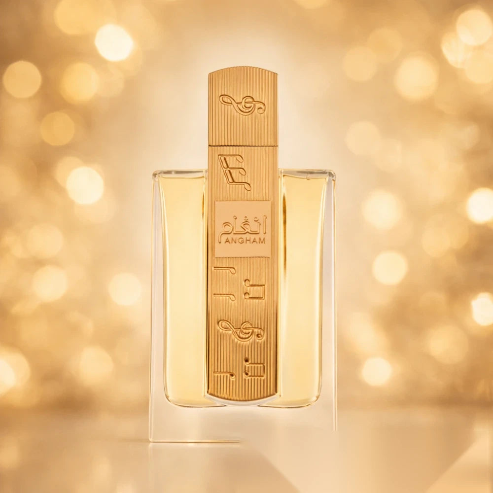 Lattafa Angham parfum arabesc unisex, 100 ml, flaconul în ambianță