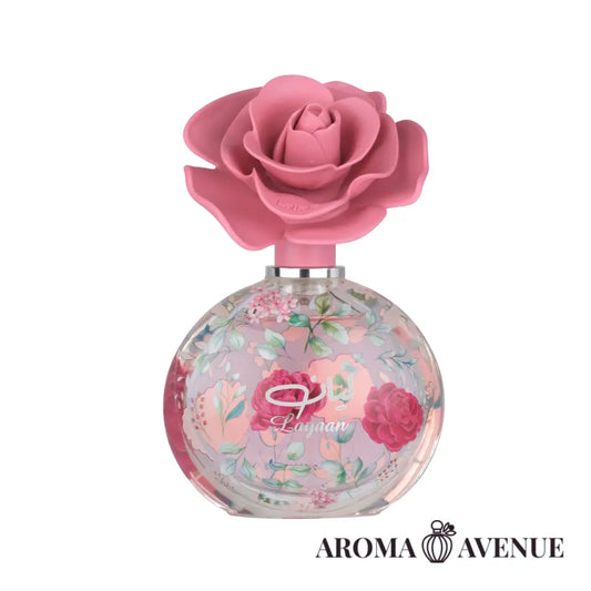 Lattafa Layaan – parfum floral-fructat pentru femei, cu note de pară verde, gardenie și mosc.