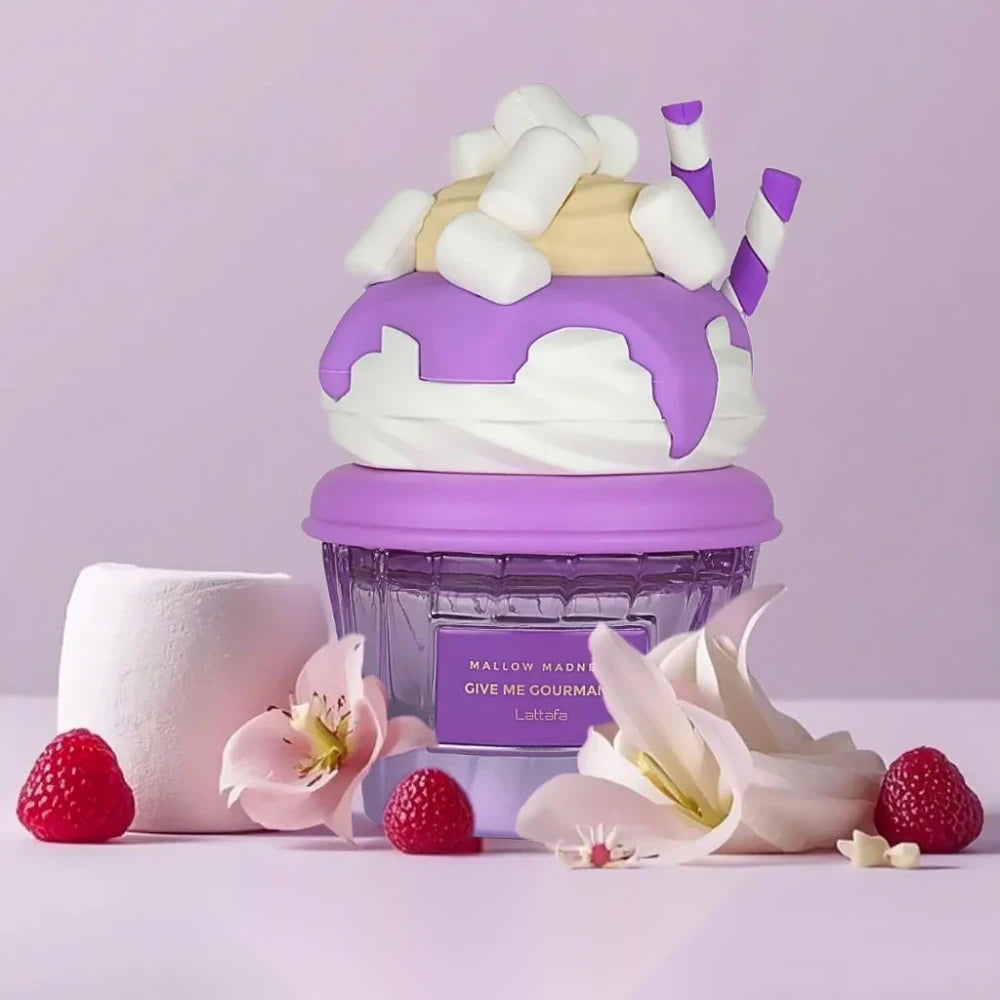 Lattafa Mallow Madness - Apă de Parfum Unisex 75 ml, flaconul în ambianță