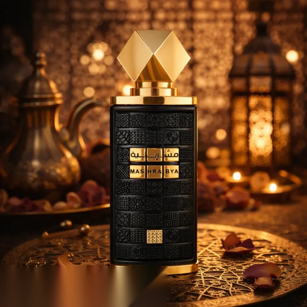 Lattafa Mashrabya parfum arabesc unisex, 100 ml, flaconul în ambianță