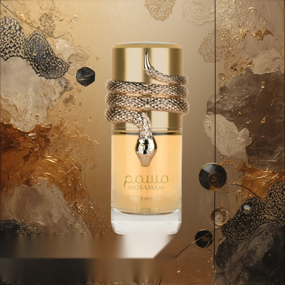 Lattafa Musamam White Intense – Apă de parfum unisex 100 ml, flaconul în ambianță