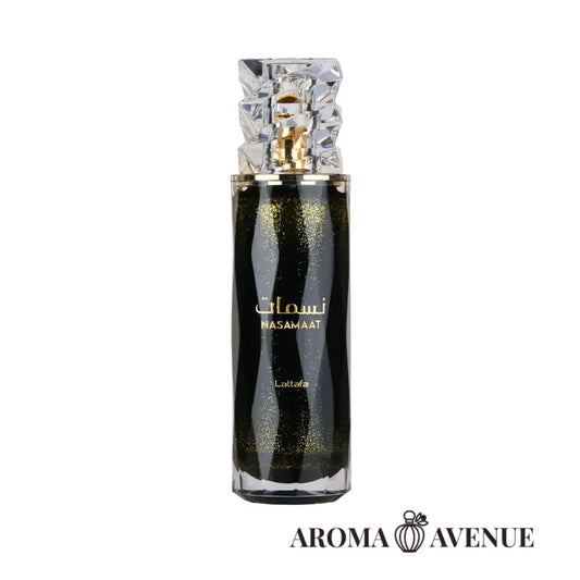 Lattafa Nasmaat – parfum unisex floral-fructat cu accente dulci de caramel, vanilie și cashmeran.