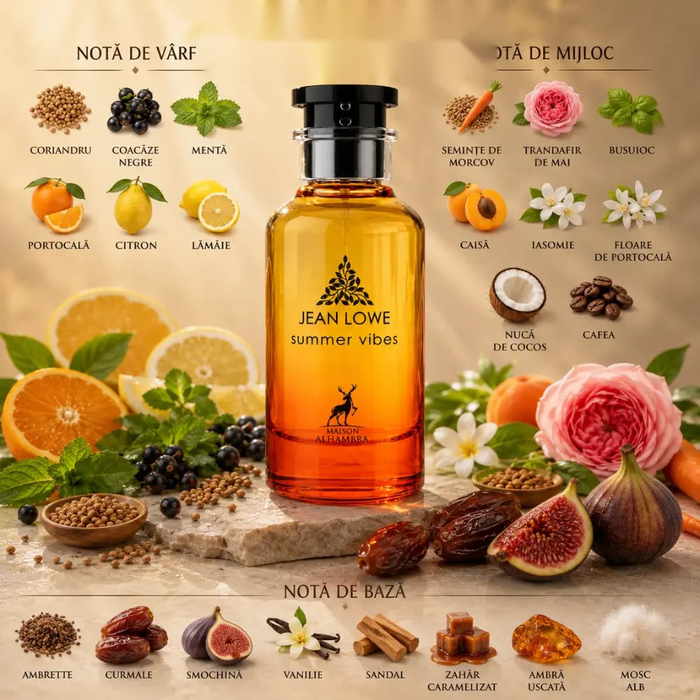 Maison Alhambra Jean Lowe Summer Vibes parfum arabesc unisex, 100 ml, flaconul în ambianță