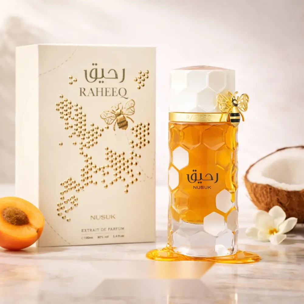 Nusuk Raheeq parfum arabesc unisex, 100 ml, flaconul în ambianță