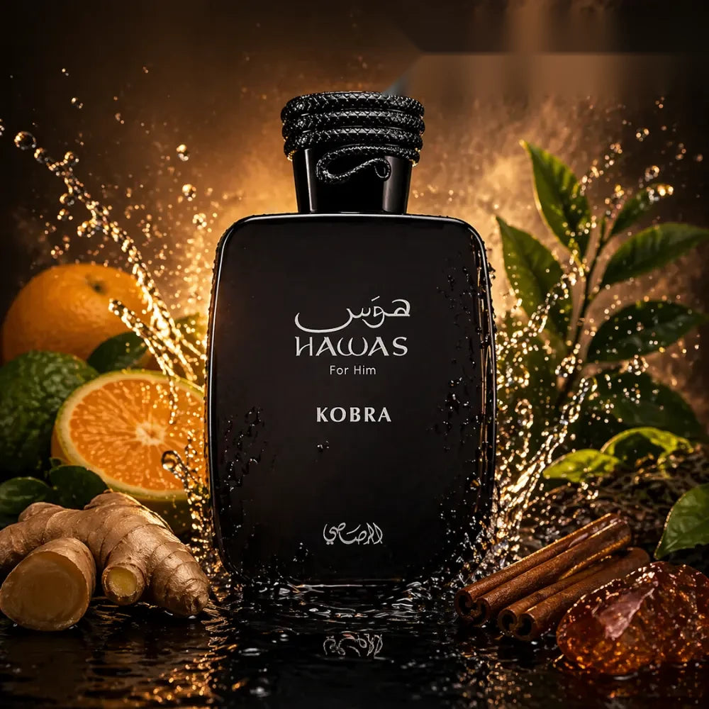 RASASI Hawas Kobra parfum arabesc bărbați, 100 ml, flaconul în ambianță
