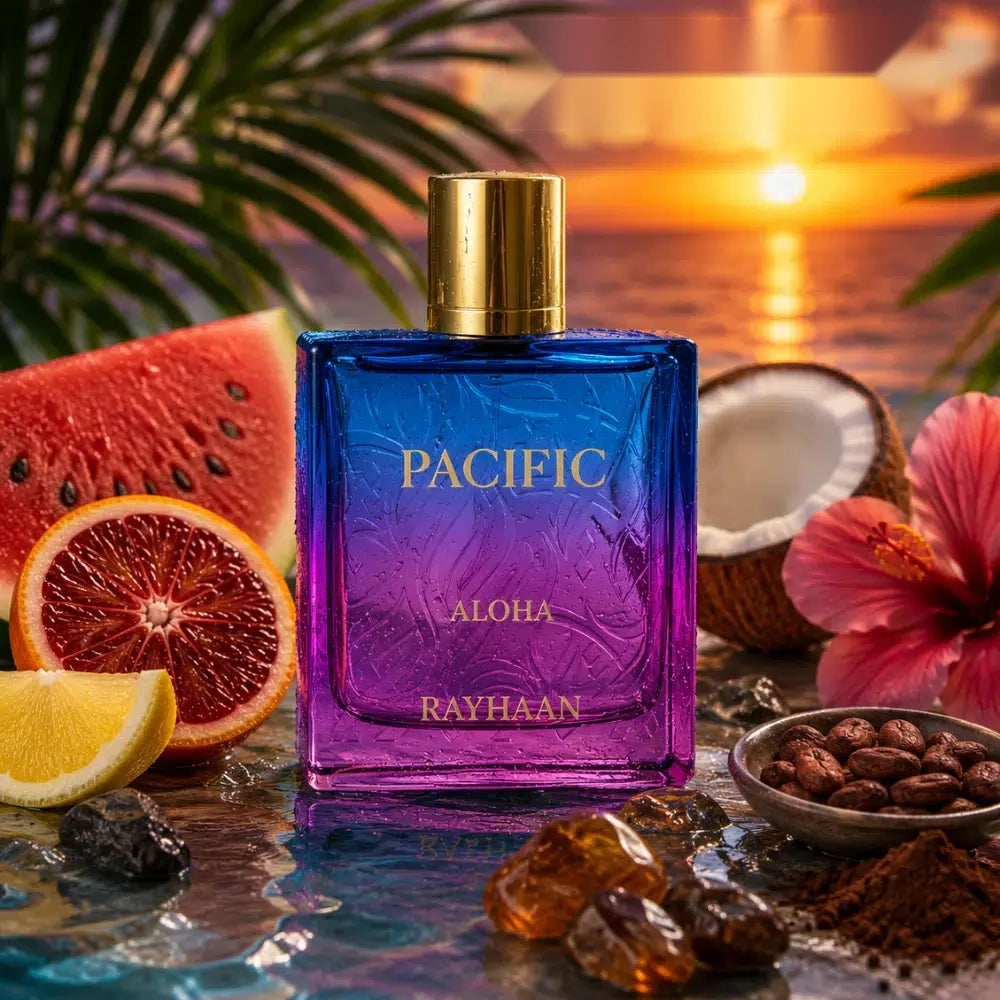 Rayhaan Pacific Aloha parfum arabesc unisex, 100 ml, flaconul în ambianță